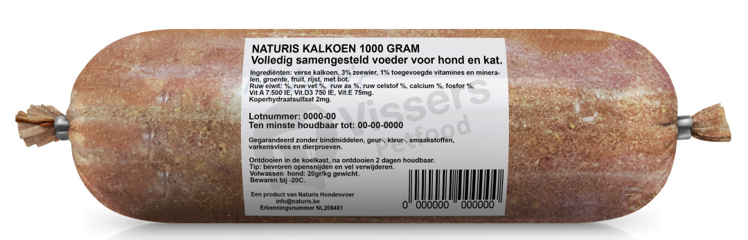 Naturis Vers Vlees voeding Kalkoen <br>1000 gr